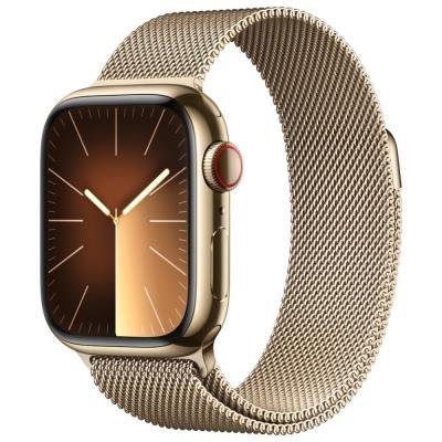 Apple Watch Series 9 Cellular 41mm Zlatá ocel se zlatým milánským tahem
