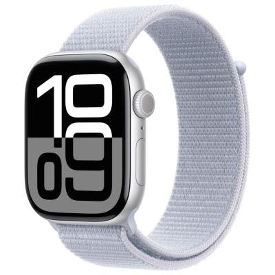Apple Watch Series 10 GPS 46mm Stříbrný hliník s oblačně modrým provlékacím řemínkem
