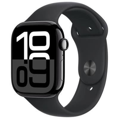 Apple Watch Series 10 GPS 46mm Jet Black Aluminium Case with Black Sport Band - S/M