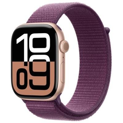 Apple Watch Series 10 GPS 46mm Růžově zlatý hliník se švestkovým provlékacím řemínkem