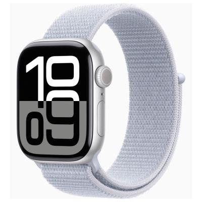 Apple Watch Series 10 GPS + Cellular 42mm Stříbrný hliník s oblačně modrým provlékacím řemínkem
