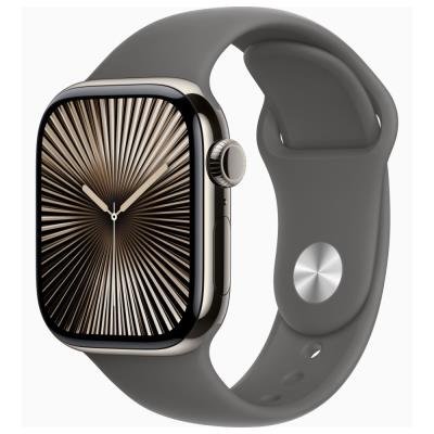 Apple Watch Series 10 GPS + Cellular 42mm Přírodní titan se skálově šedým sportovním řemínkem - S/M