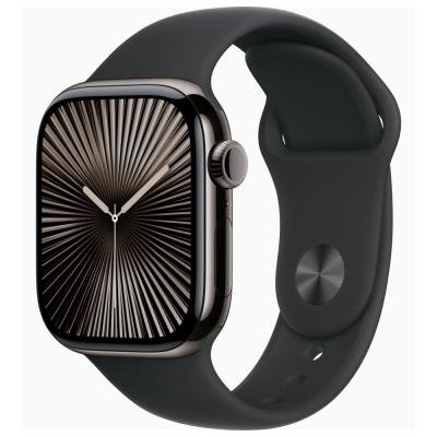 Apple Watch Series 10 GPS + Cellular 42mm Břidlicově šedý titan s černým sportovním řemínkem - S/M