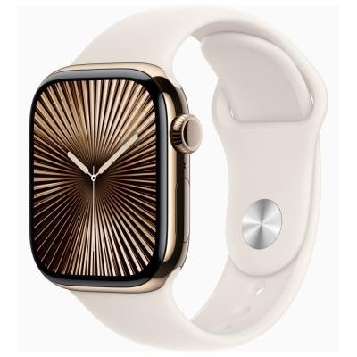 Apple Watch Series 10 GPS + Cellular 42mm Zlatý titan s hvězdně bílým sportovním řemínkem - M/L
