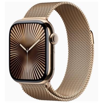 Apple Watch Series 10 GPS + Cellular 42mm Gold Titanium Case with Gold Milanese Loop