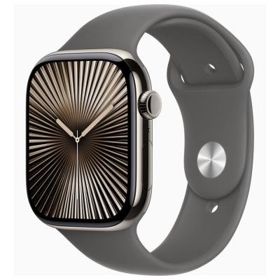 Apple Watch Series 10 GPS + Cellular 46mm Přírodní titan se skálově šedým sportovním řemínkem - M/L