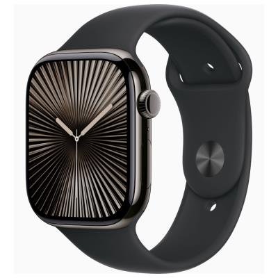 Apple Watch Series 10 GPS + Cellular 46mm Břidlicově šedý titan s černým sportovním řemínkem - S/M