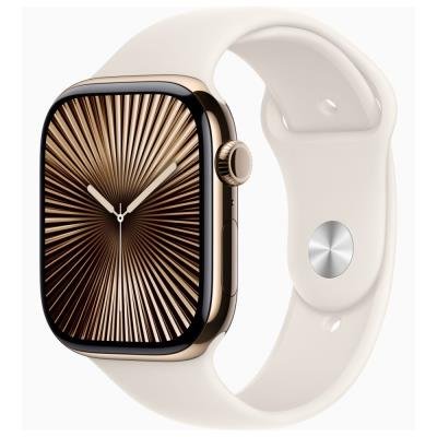 Apple Watch Series 10 GPS + Cellular 46mm Zlatý titan s hvězdně bílým sportovním řemínkem - M/L