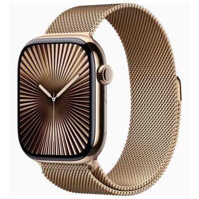 Apple Watch Series 10 GPS + Cellular 46mm Zlatý titan se zlatým milánským tahem - S/M