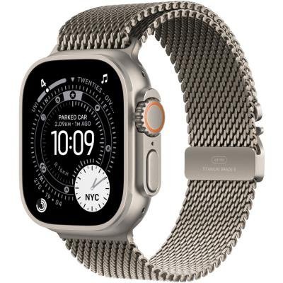 Apple Watch Ultra 3 49mm Přírodní titan s přírodním titanovým milánským tahem - S