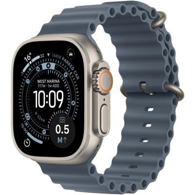 Apple Watch Ultra 3 49mm Přírodní titan s ocelově modrým oceánským řemínkem