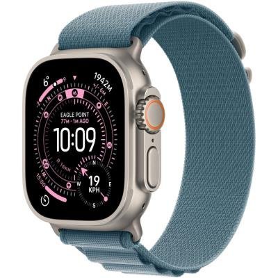 Apple Watch Ultra 3 49mm Přírodní titan se světle modrým alpským tahem - S