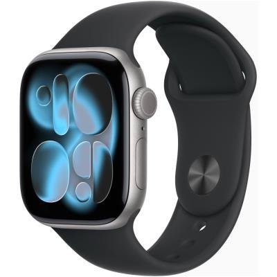 Apple Watch Series 11 42mm Vesmírně šedý hliník s černým sportovním řemínkem - S/M