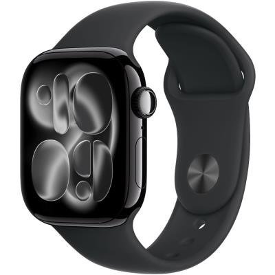 Apple Watch Series 11 Cellular 42mm Klavírně černý hliník s černým sportovním řemínkem - S/M