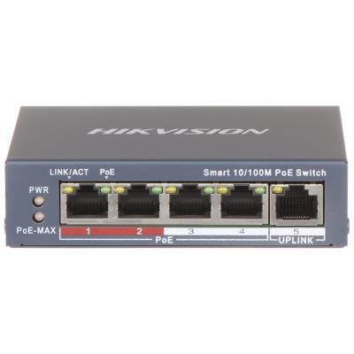 Hikvision DS-3E1105P-EI/M - Smart managed switch 4x 100TX PoE + 1x 100TX uplink, 45W, Super PoE