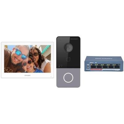 Hikvision DS-KIS607-S - Kit IP videotelefonu, dveřní stanice + bytový monitor + switch