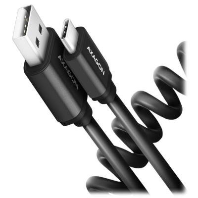 AXAGON datový a nabíjecí kabel TWISTER USB-A na USB-C / USB2.0 / 3A / ALU / TPE / 0,6m / černý