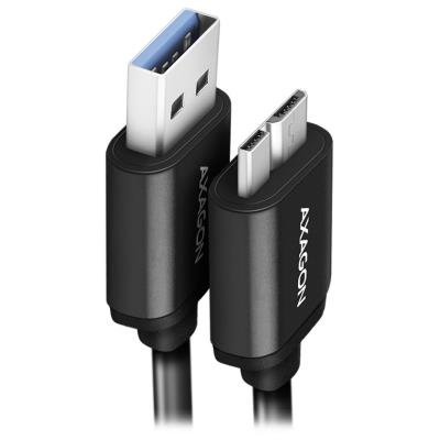 AXAGON datový a nabíjecí kabel SPEED USB-A na Micro-B USB / USB 3.2 Gen1 / 3A / ALU / TPE / 1m / černý