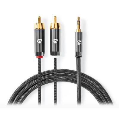 Nedis PROFIGOLD 3,5mm jack na 2× RCA 1m šedý