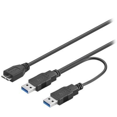 Kabel PremiumCord MicroUSB B na 2x USB 3.0 A 30 cm