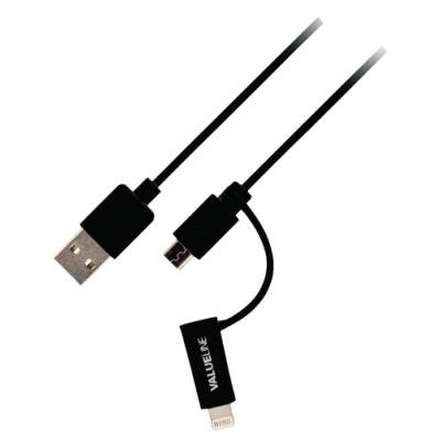 Kabel Valueline USB na micro USB a Lightning černý