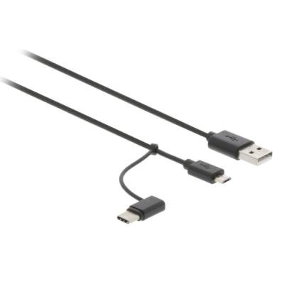 Kabel Valueline USB na USB-C a micro USB 1 m černý