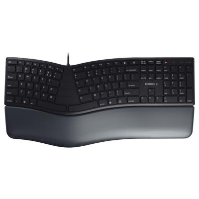 CHERRY klávesnice KC 4500 ERGO/ drátová/ USB/ multimediální / ergonomický dizajn opérkou zápěstí / černá EU layout