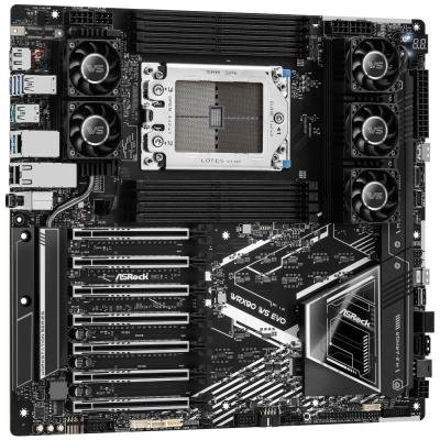 ASRock WRX90 WS EVO / AMD WRX90 / 8x DDR5 DIMM ECC / 2x M.2 / 2x SlimSAS / 2x MCIO / USB-C / DP / EEB