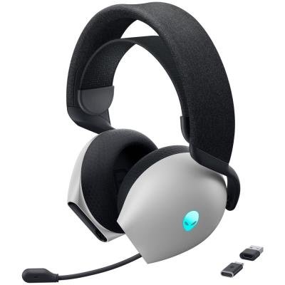 DELL AW720H/ Alienware Dual-Mode Wireless Gaming Headset/ bezdrátová sluchátka s mikrofonem/ stříbrné