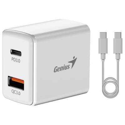 GENIUS Fast charging pack PD-20ACP, 20W, fast charging, USB-C PD3.0, USB-A QC3.0, 1m cable, white