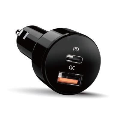 GENIUS Fast Car Charger PD-36AC-Car, 36W (2x 18W), fast charging, USB-C PD3.0, USB-A QC3.0, black