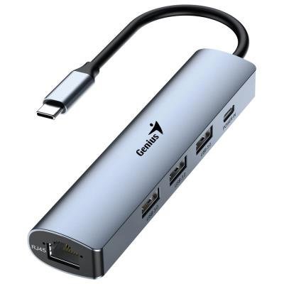 GENIUS hub UH-545/ USB-C to RJ45 Gigabit/ 3x USB3.0/ USB-C 3A/ iron grey