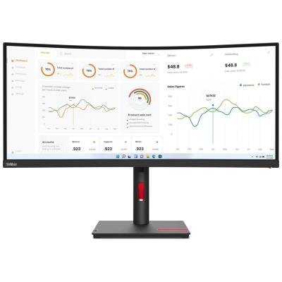 Lenovo T34w-30/ 34" VA, prohnutý/ 3440x1440/ 21:9/ 350cd/m2cmd/ 3000:1 / 4ms/ HDMI/ DP/ USB/ RJ45/ VESA/ černý