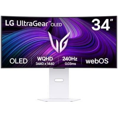 LG monitor zakřivený 34GX90SA-W 34 " OLED/3440x1440/21:9/275cd/m2/240 HZ/0,03ms/ DP/HDMI/USB-C/LAN/7Wx2/výškově stav. 