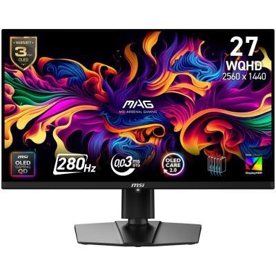 MSI Gaming MAG 271QP QD-OLED X28/ 26,5"/ 2560x1440/ OLED/ 0,03ms/ 280Hz/ 250cd/m2/ 1500000:1/ HDMI/ DP/ VESA/ černý