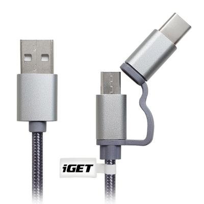 Kabel iGET USB na USB-C a micro USB 1m 