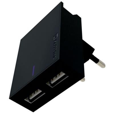 Swissten Síťový Adaptér Smart Ic 2X Usb 3A Power + Datový Kabel Usb / Micro Usb 1,2 M Černý