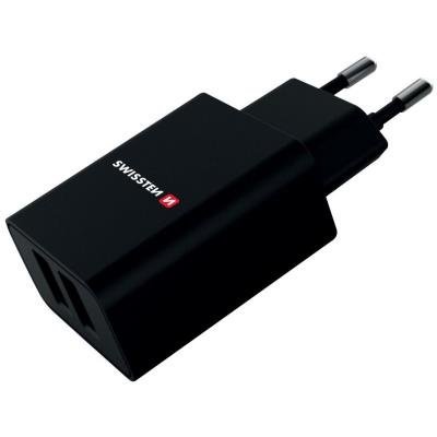 Swissten Síťový Adaptér Smart Ic 2X Usb 2,1A Power + Datový Kabel Usb / Micro Usb 1,2 M Černý