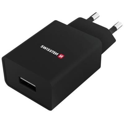 Swissten Síťový Adaptér Smart Ic 1X Usb 1A Power + Datový Kabel Usb / Type C 1,2 M Černý