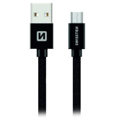 Swissten Datový Kabel Textile Usb / Micro Usb 0,2 M Černý