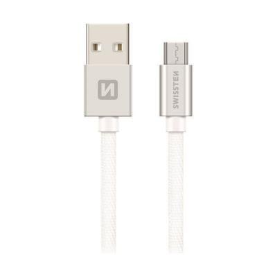 Swissten Datový Kabel Textile Usb / Micro Usb 1,2 M Stříbrný