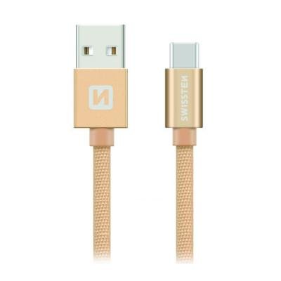 Swissten Datový Kabel Textile Usb / Usb-C 0,2 M Zlatý