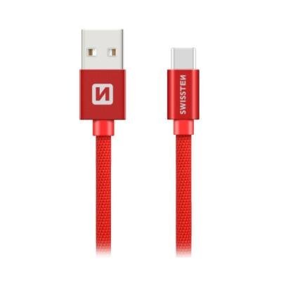 Swissten Datový Kabel Textile Usb / Usb-C 0,2 M Červený