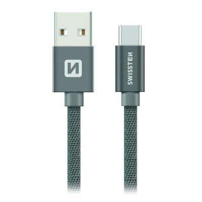 Swissten Datový Kabel Textile Usb / Usb-C 1,2 M Šedý