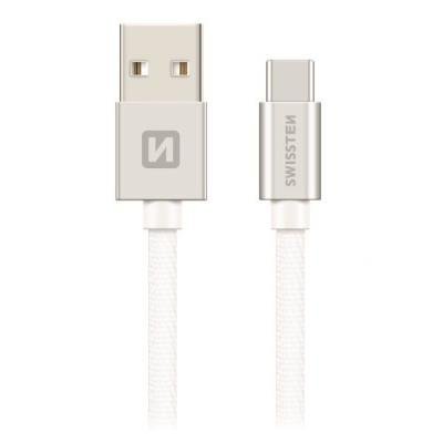 Swissten Datový Kabel Textile Usb / Usb-C 1,2 M Stříbrný