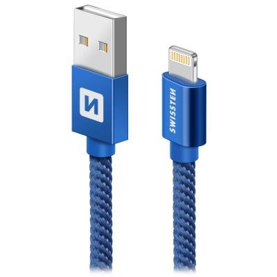 Swissten Datový Kabel Textile Usb / Lightning 1,2 M Modrý