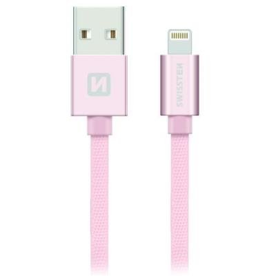 Swissten Datový Kabel Textile Usb / Lightning 2,0 M Růžovo/Zlatý