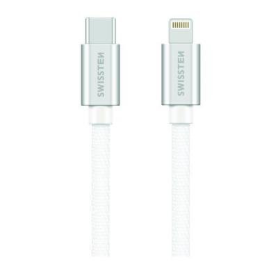 Swissten Datový Kabel Textile USB-C / Lightning 1,2 M Stříbrný