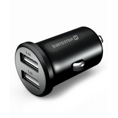 Napájecí adaptér SWISSTEN Metal 2x USB černý