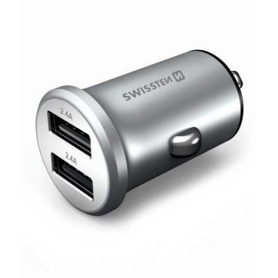 Napájecí adaptér SWISSTEN Metal 2x USB stříbrný